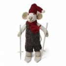 Small White Boy Mouse on Skis w/Brown Pants thumbnail
