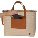 Percey - Shopper color sand size L with PU pocket handles detachable shoulder strap thumbnail