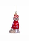 Vondels Julepynt glass blond golden Retriever m/rødt ski antrekk thumbnail