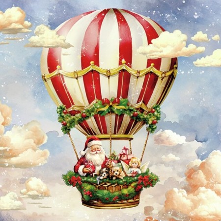 Napkin Lunsj Santa's air balloon