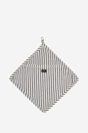 Lexington Gryteklut Icons Cotton Herringbone Striped Potholder- sort/hvit