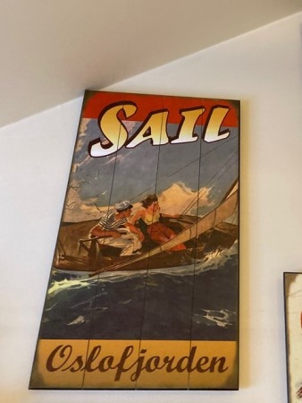 Vintages treskilt 45x 60cm Sail Oslofjorden