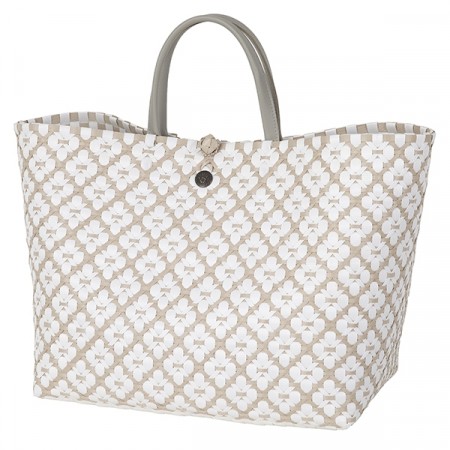Motif Bag pale grey with  white pattern -copper blush