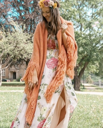 Dehn Design Daisy sjal peach