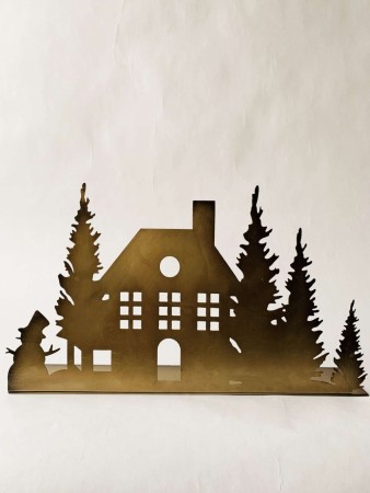 Landsby metall 43×25 cm gull