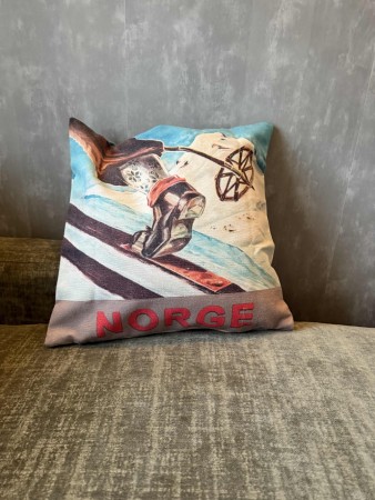 Ski Norge putetrekk i trykket kelim 50x50 cm