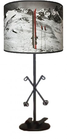 Franske bordlampe u/ skjerm m/ ski og staver