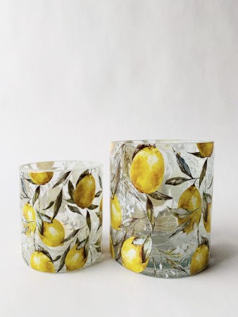 Lysglass Håndlaget 11,5×13 Cm Sitroner 