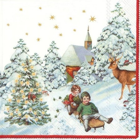 Annual Christmas Snow lunsj 33x33cm 