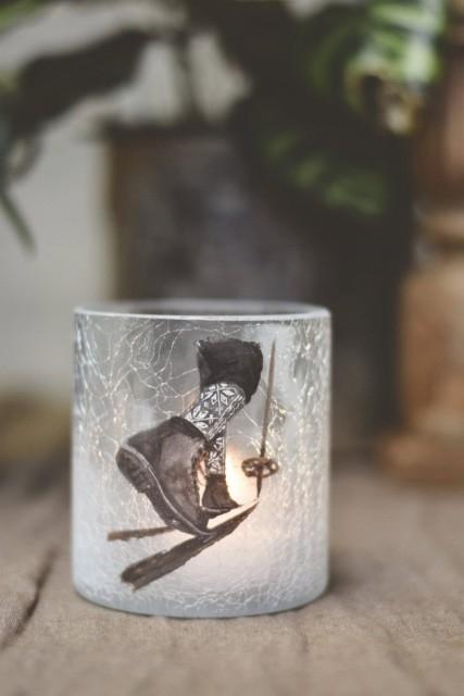 Lysglass Skisko Krakelert 11,5x13cm - kommer i september