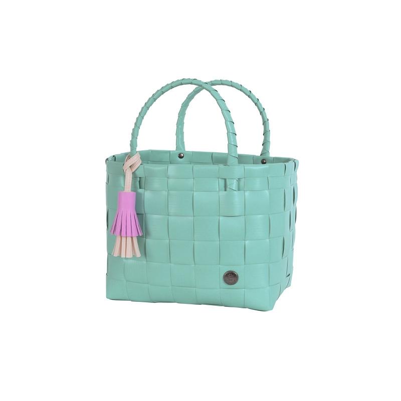 Handed By Mini Paris - Mini Shopper fat strap with contrast PU tassel-252 soft aqua green