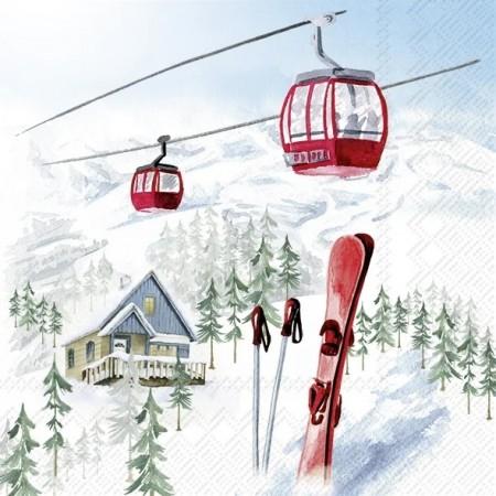 Annual Christmas Snow lunsj servietter m/rød gondol