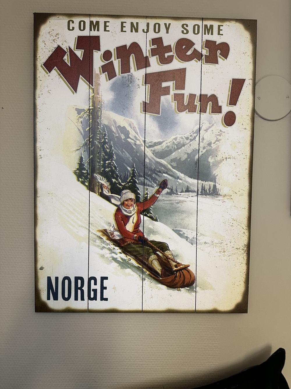Vintages treskilt Winter Fun Norge