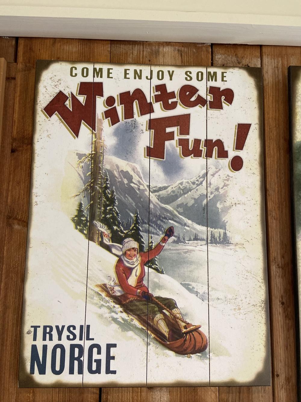Vintage treskilt Winter Fun Trysil